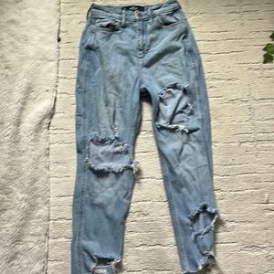 Hollister mom jeans, blue, curvy, extra high rise,